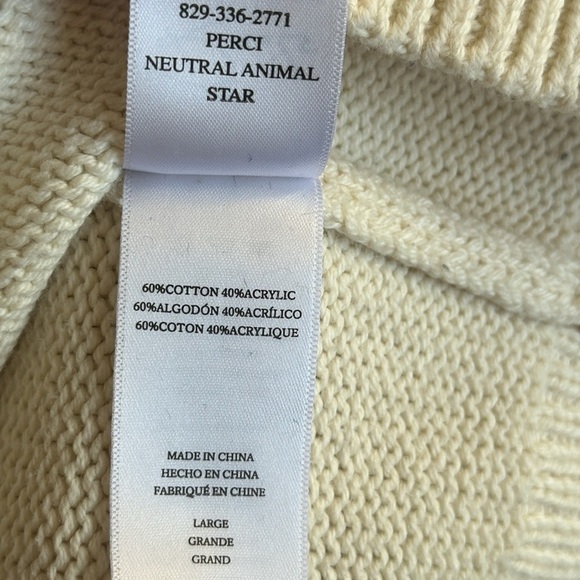Rails sz L knit ivory Perci neutral animal star cotton blend sweater great cond - Picture 8 of 8